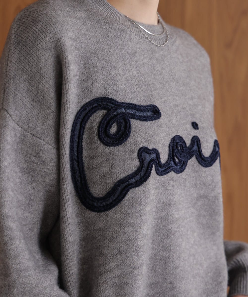 チュール刺繍ロゴニット