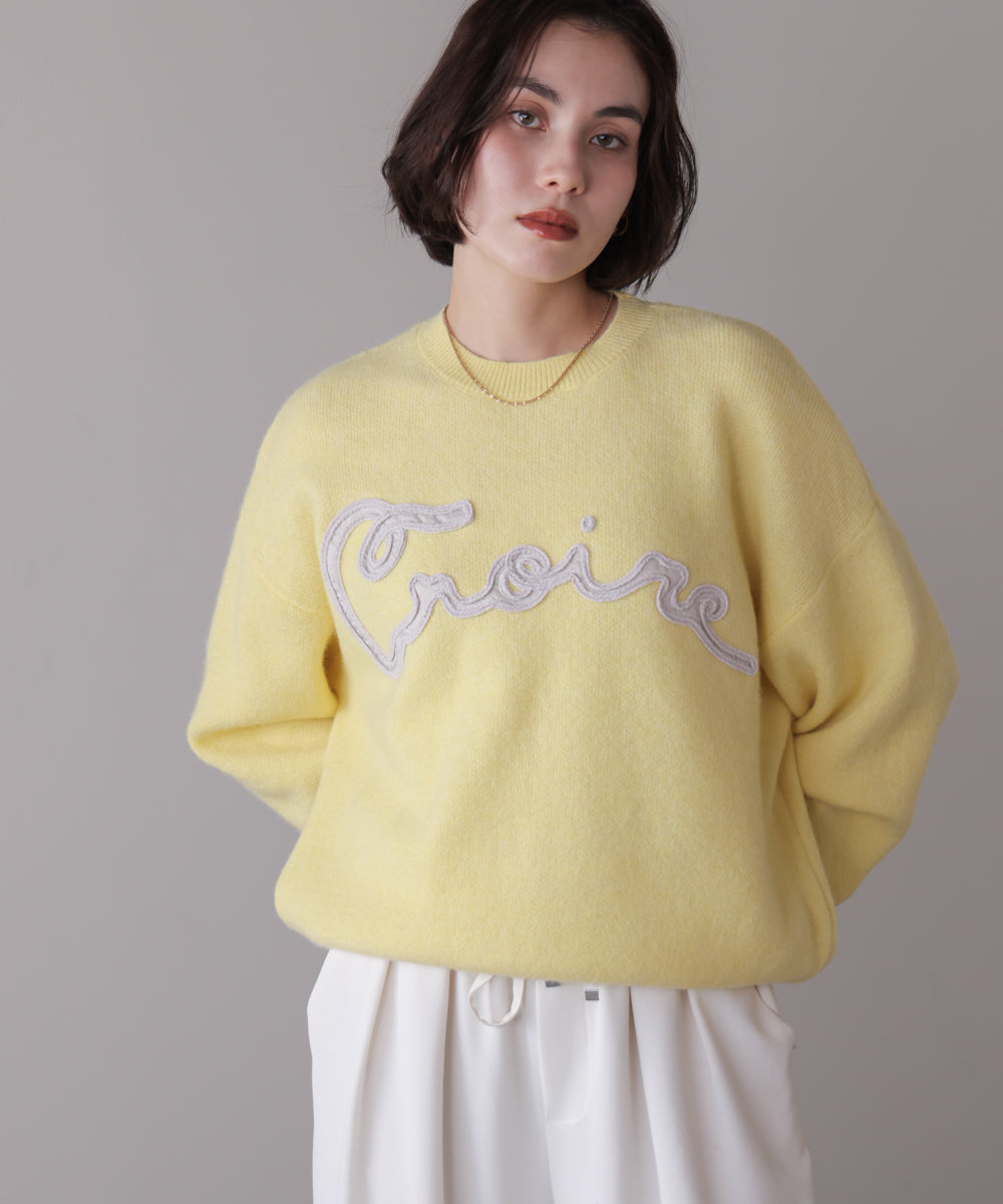 チュール刺繍ロゴニット