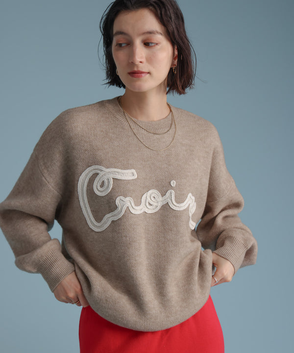 チュール刺繍ロゴニット