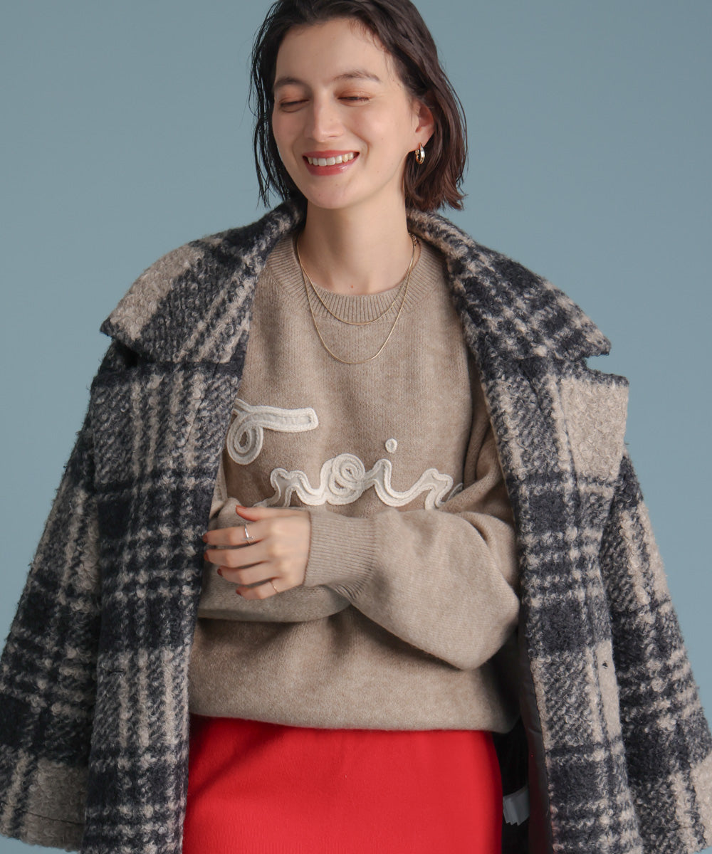 チュール刺繍ロゴニット