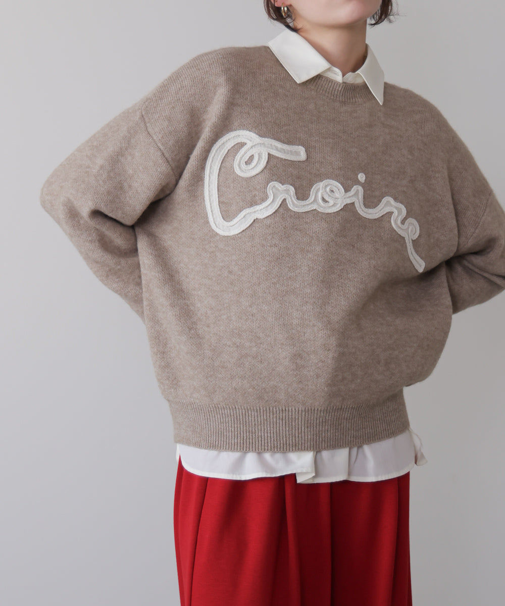 チュール刺繍ロゴニット