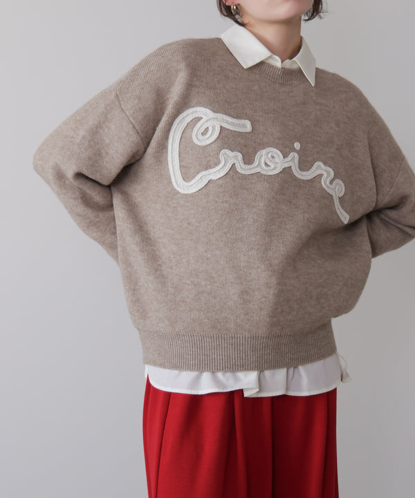 チュール刺繍ロゴニット