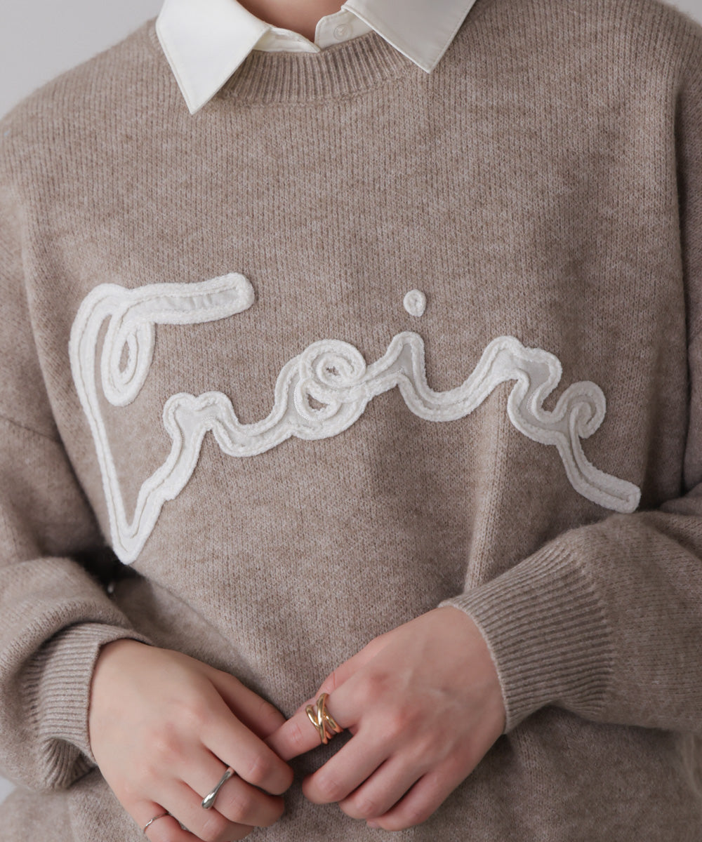 チュール刺繍ロゴニット