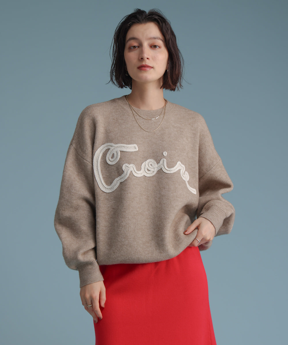 チュール刺繍ロゴニット