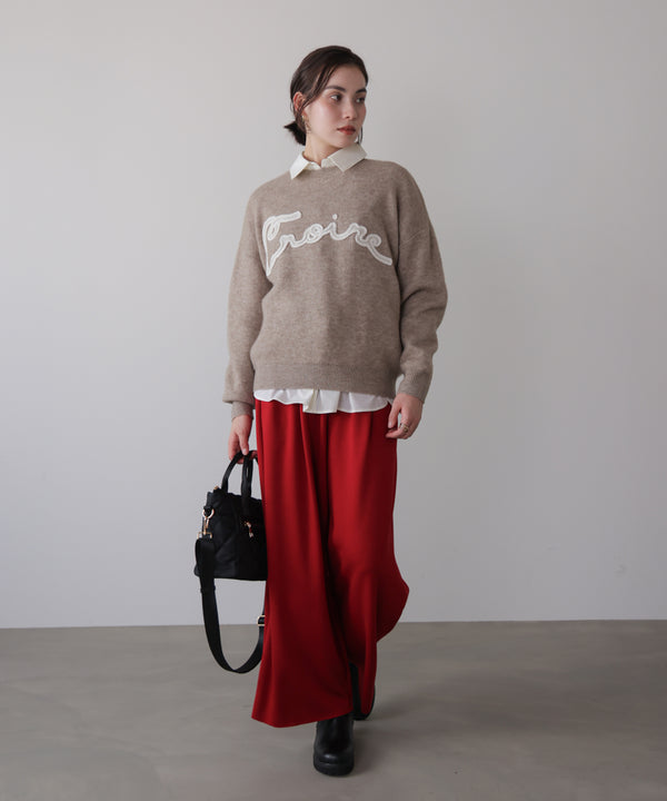 チュール刺繍ロゴニット