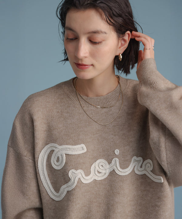 チュール刺繍ロゴニット