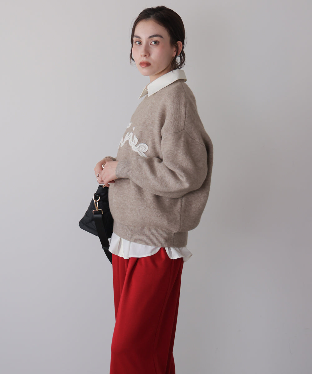 チュール刺繍ロゴニット