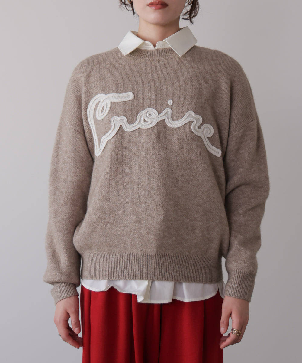 チュール刺繍ロゴニット