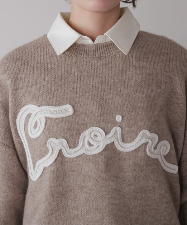 チュール刺繍ロゴニット