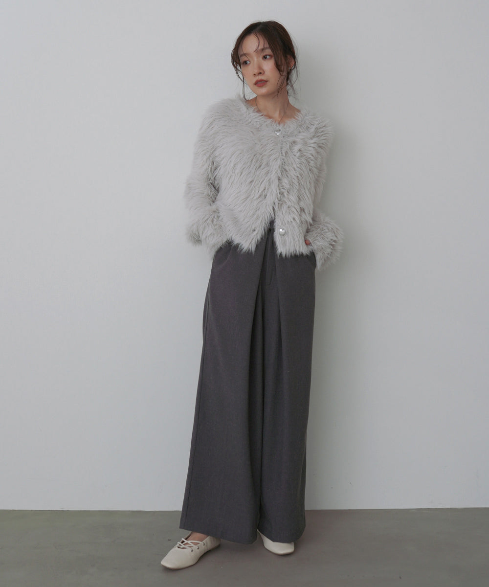 フロントワイドタックネップ入ワイドパンツ