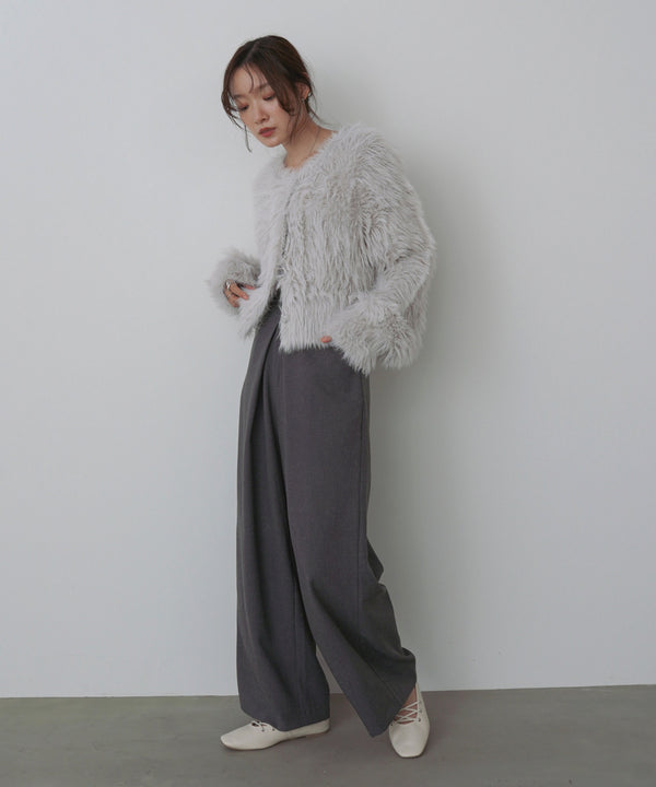 フロントワイドタックネップ入ワイドパンツ