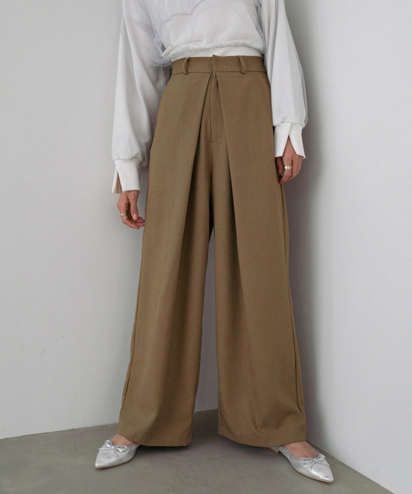 フロントワイドタックネップ入ワイドパンツ