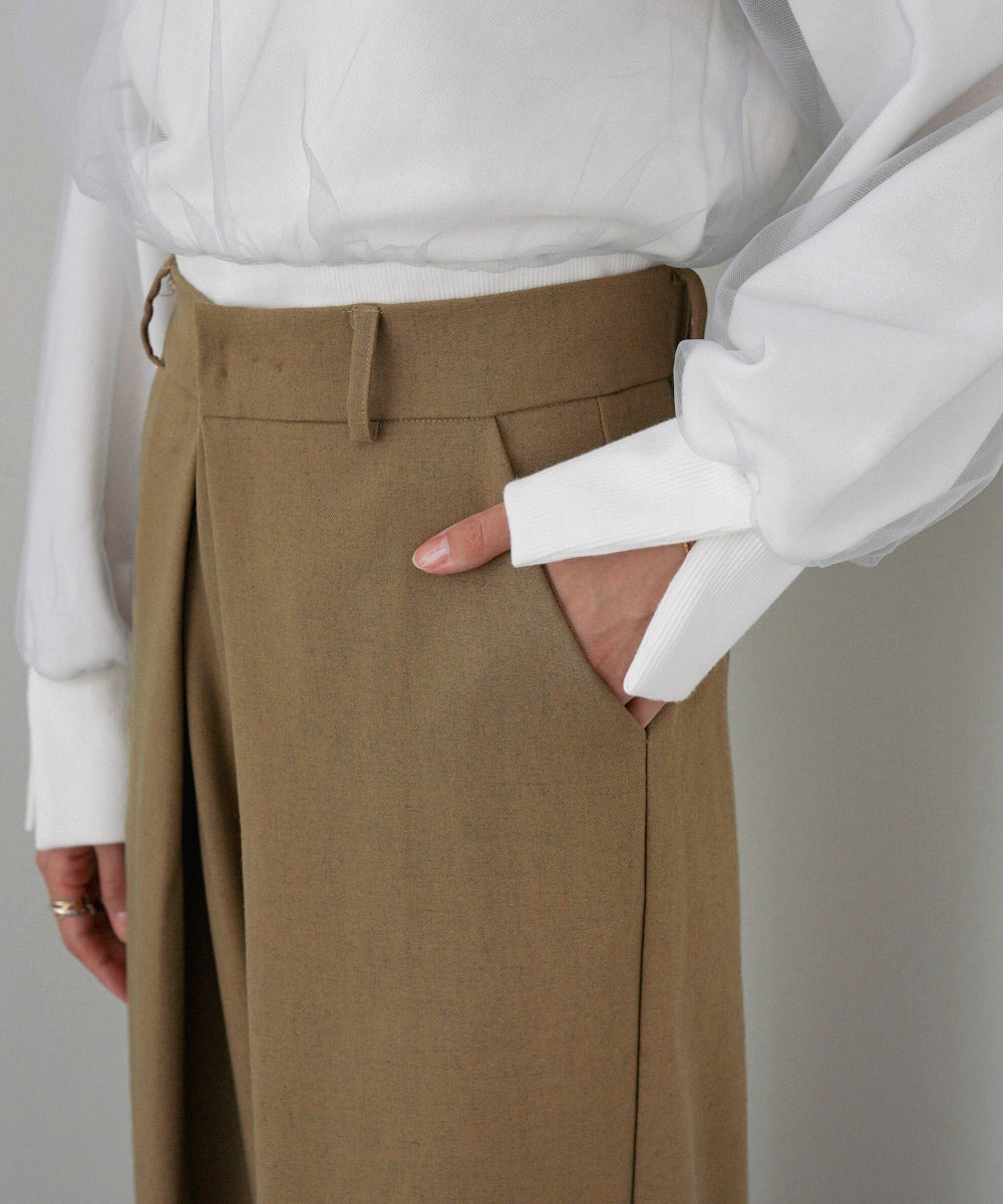 フロントワイドタックネップ入ワイドパンツ