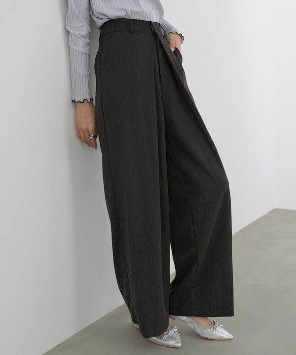 フロントワイドタックネップ入ワイドパンツ