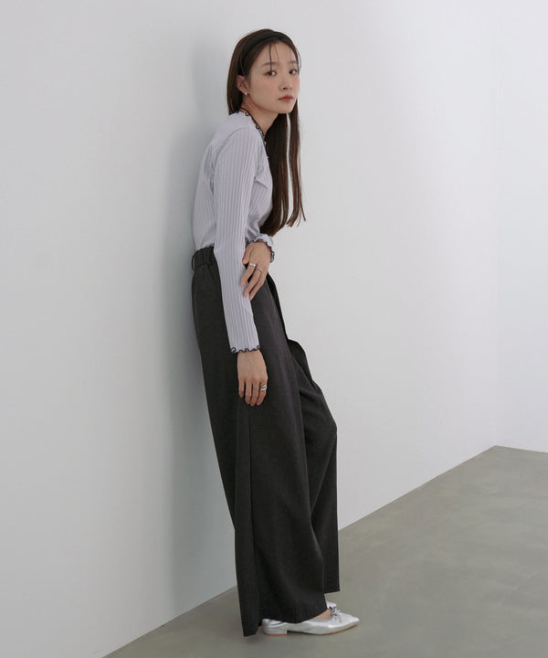 フロントワイドタックネップ入ワイドパンツ