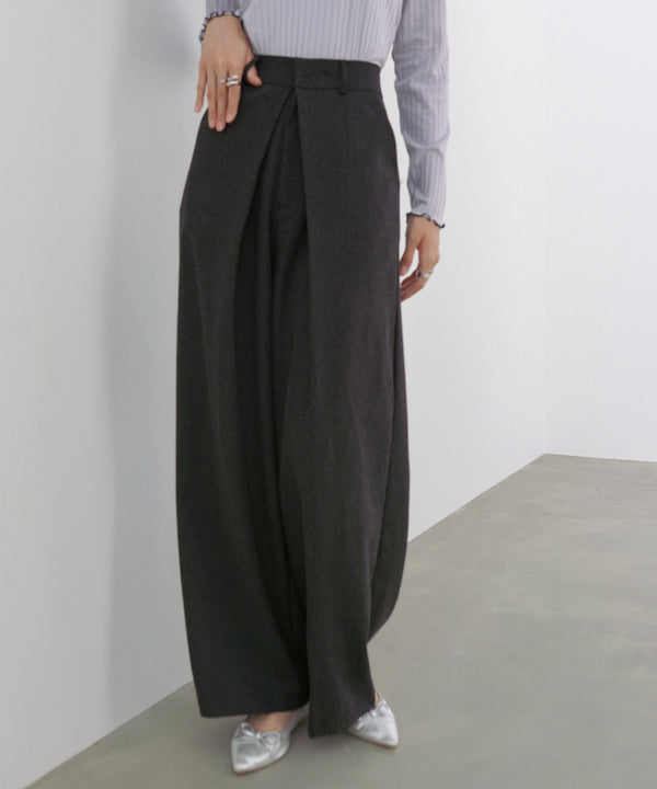フロントワイドタックネップ入ワイドパンツ