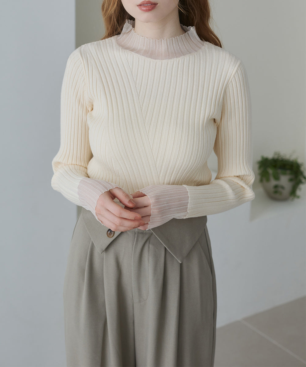 ウエストフラップ釦ワイドタックパンツ