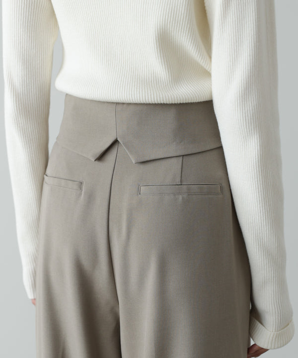 ウエストフラップ釦ワイドタックパンツ