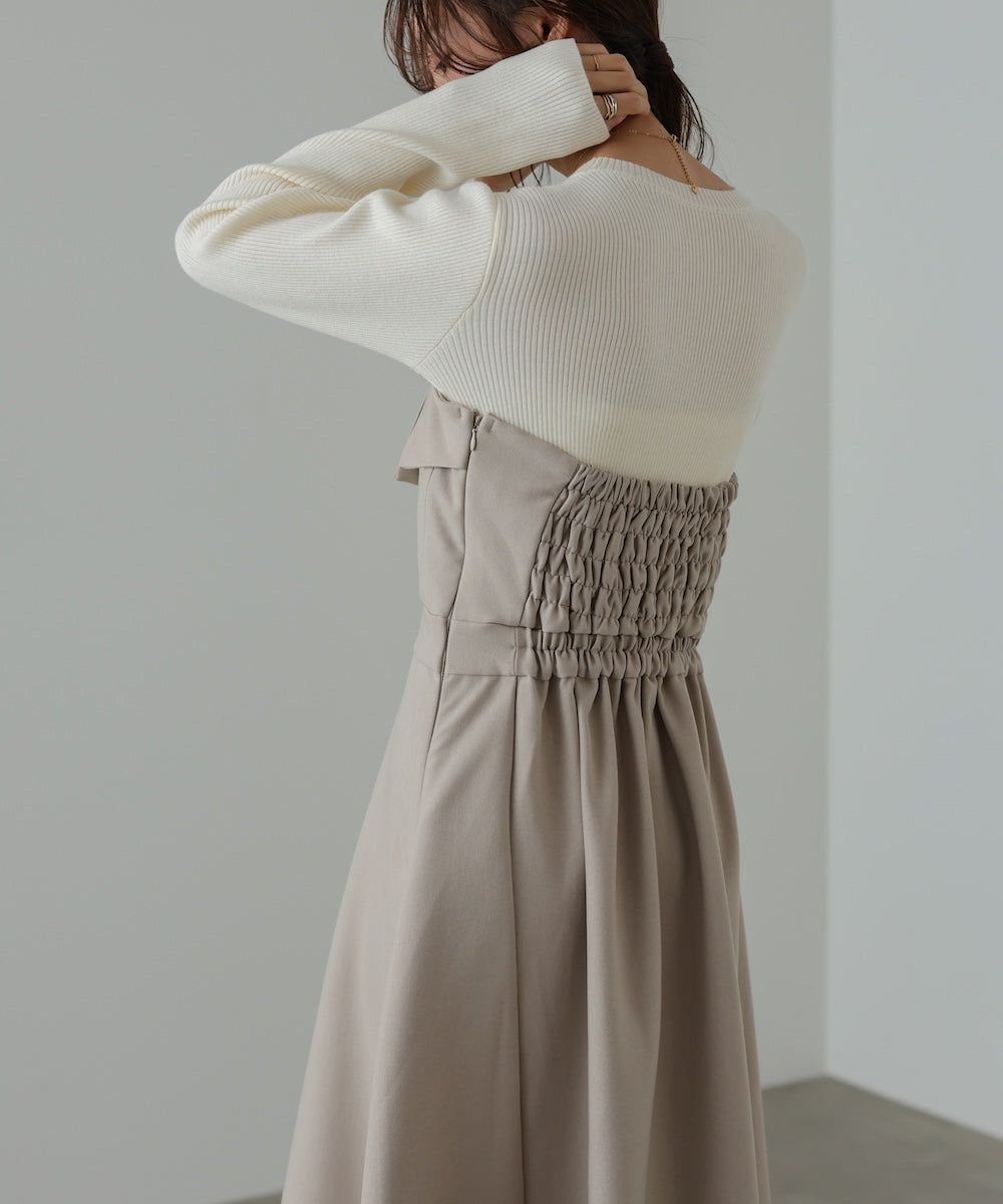 【選べるネック】レイヤード風ドッキングニットワンピ