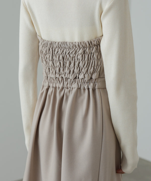 【選べるネック】レイヤード風ドッキングニットワンピ