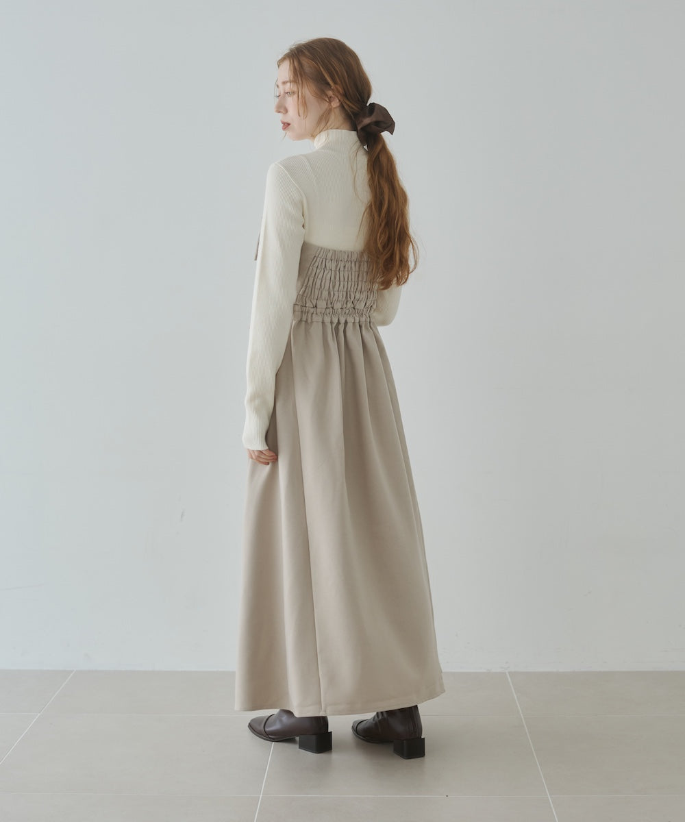 【選べるネック】レイヤード風ドッキングニットワンピ