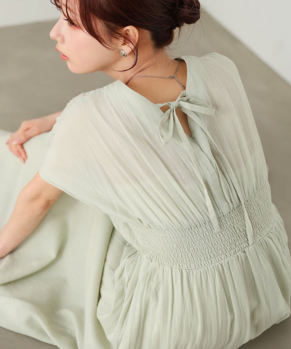 テープ刺繍ピンタックレースワンピース