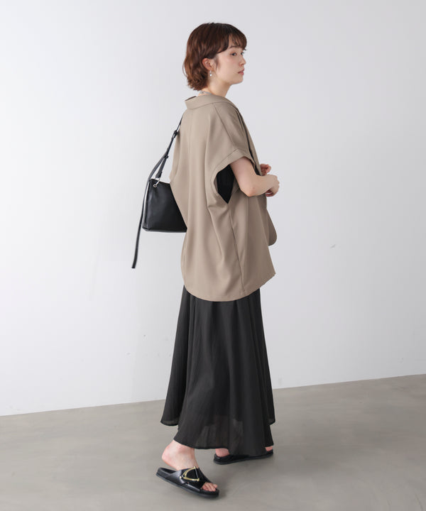 スカラップ刺繍ウエストギャザーワンピース