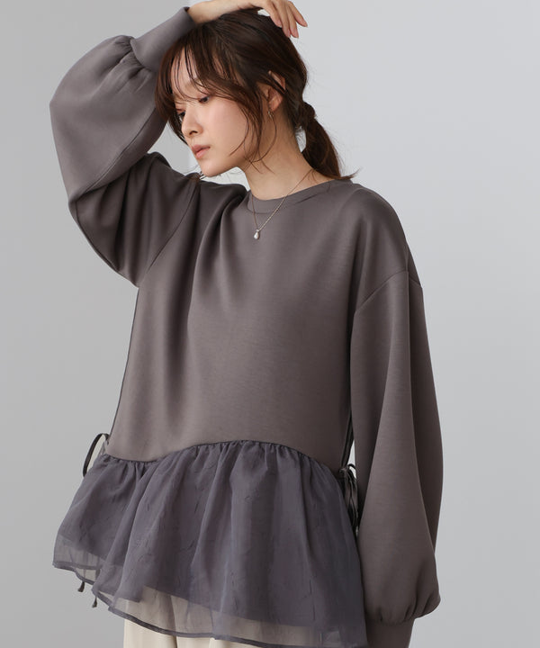 ペプラムオーガンジーポンチトップス