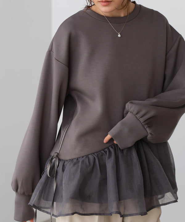 ペプラムオーガンジーポンチトップス