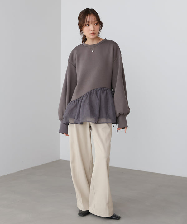 ペプラムオーガンジーポンチトップス