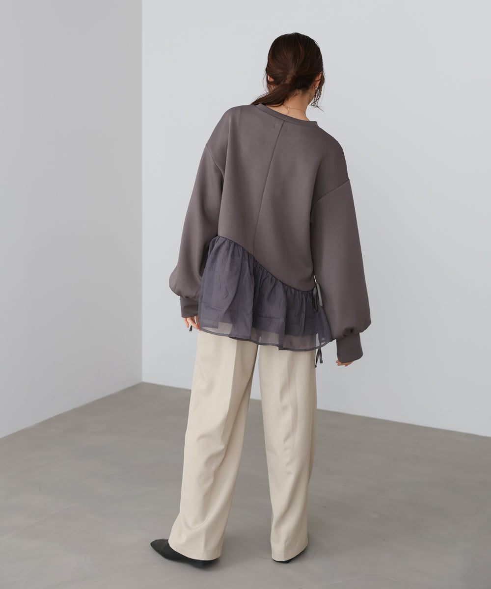 ペプラムオーガンジーポンチトップス