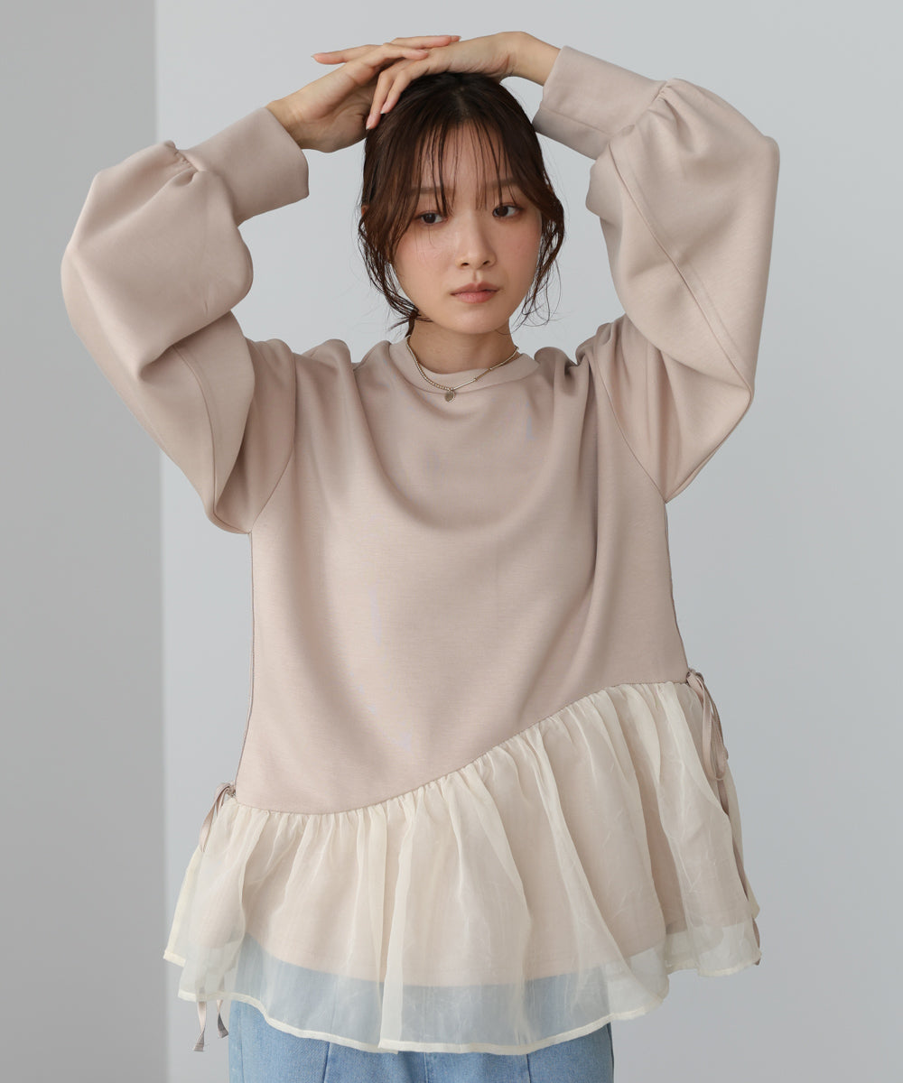 ペプラムオーガンジーポンチトップス