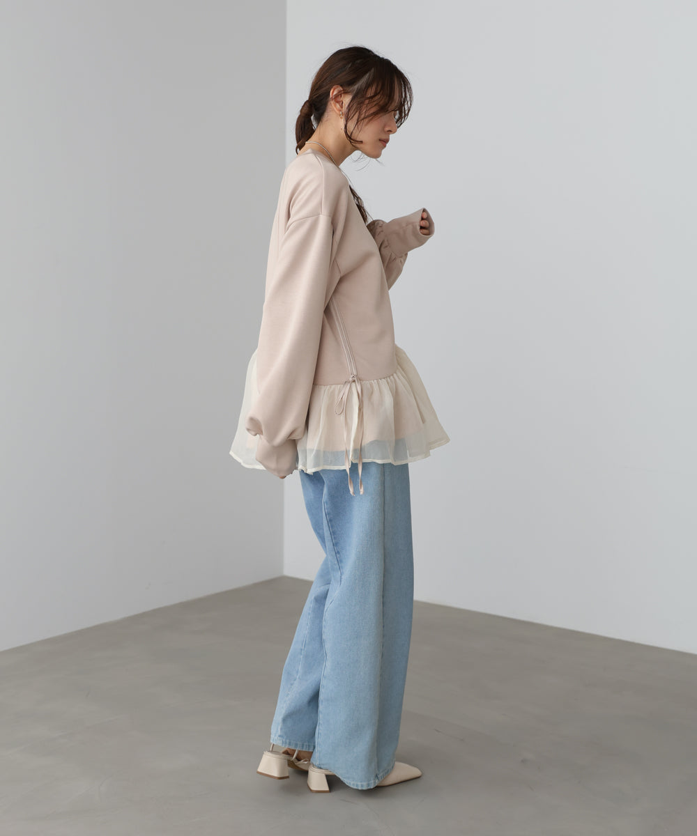 ペプラムオーガンジーポンチトップス