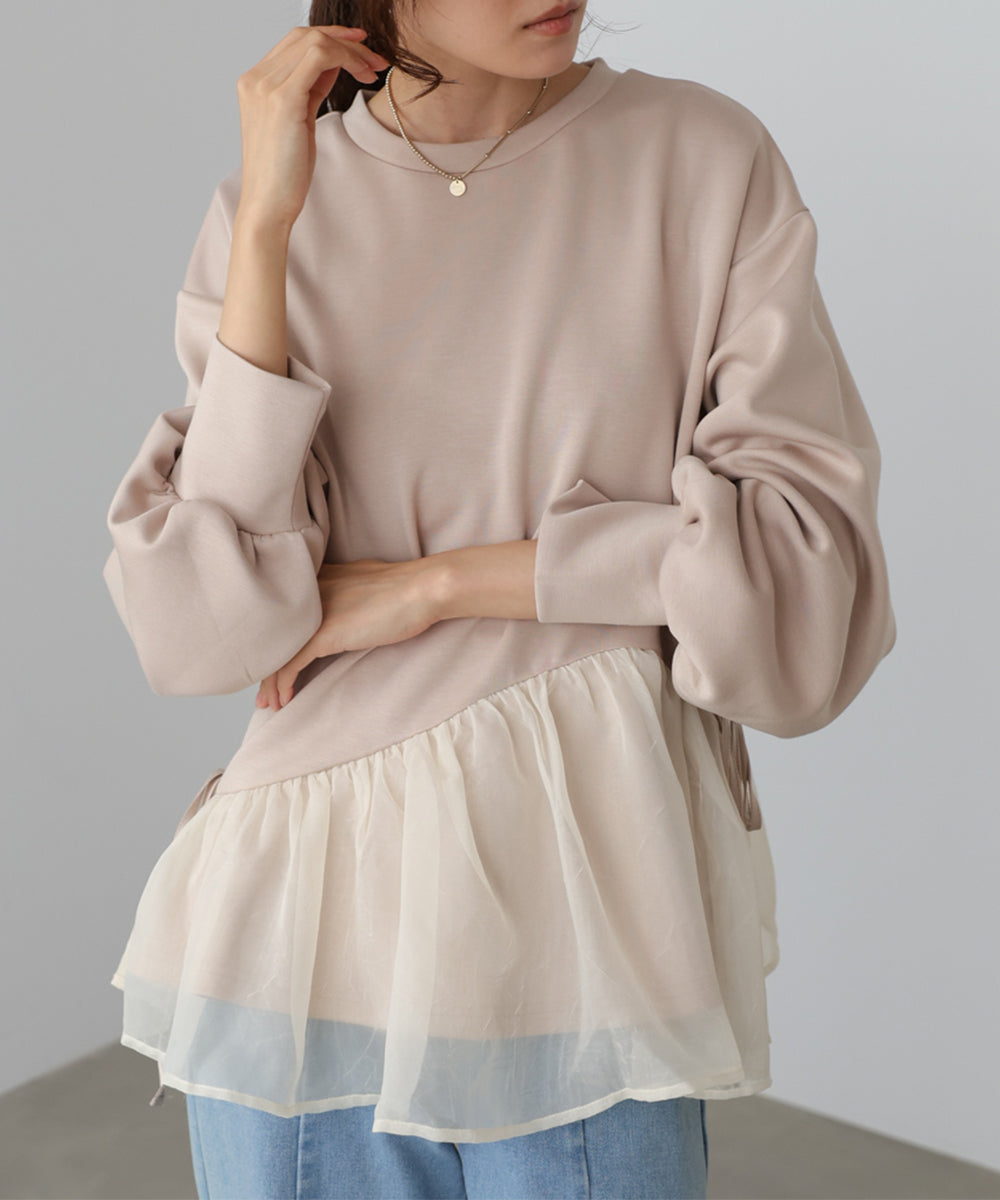 ペプラムオーガンジーポンチトップス