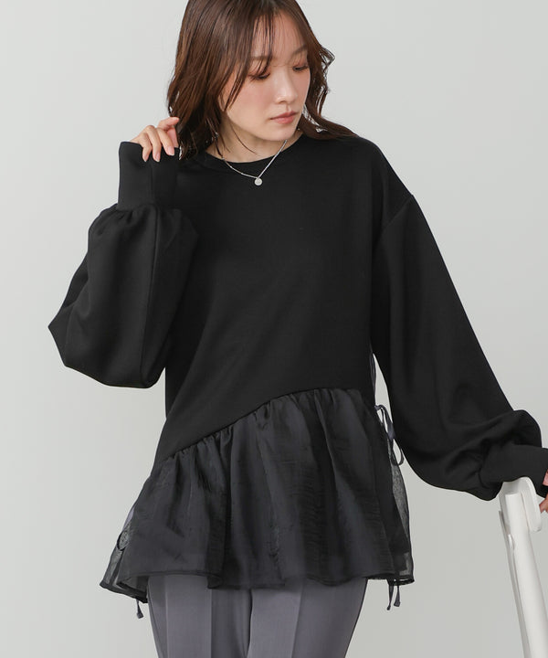 ペプラムオーガンジーポンチトップス