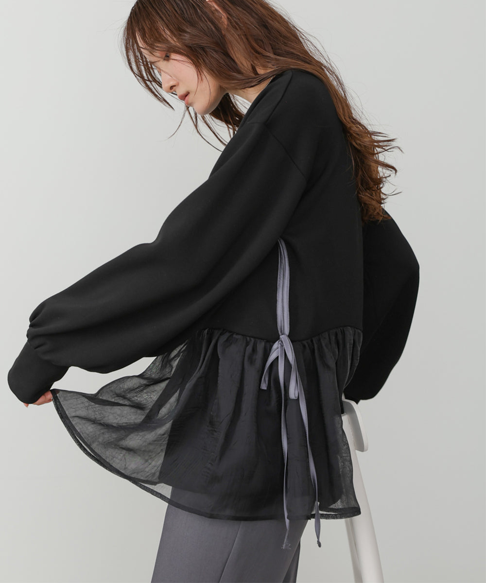 ペプラムオーガンジーポンチトップス