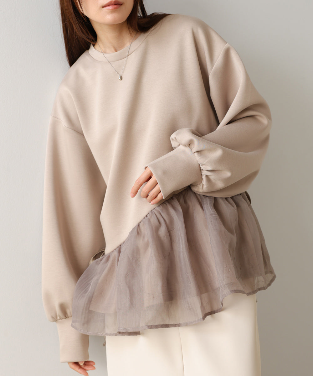 ペプラムオーガンジーポンチトップス