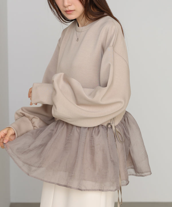 ペプラムオーガンジーポンチトップス