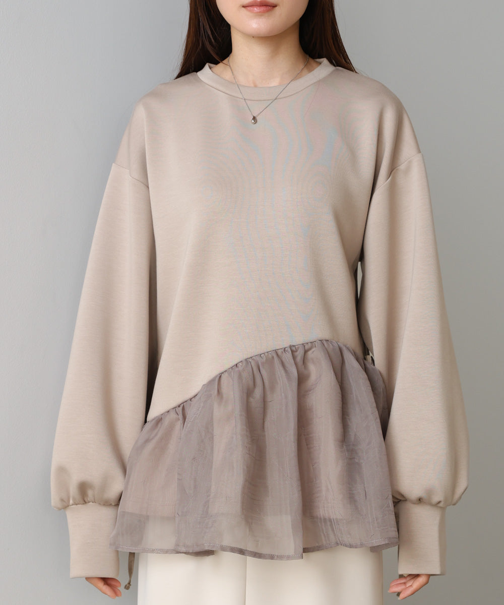 ペプラムオーガンジーポンチトップス