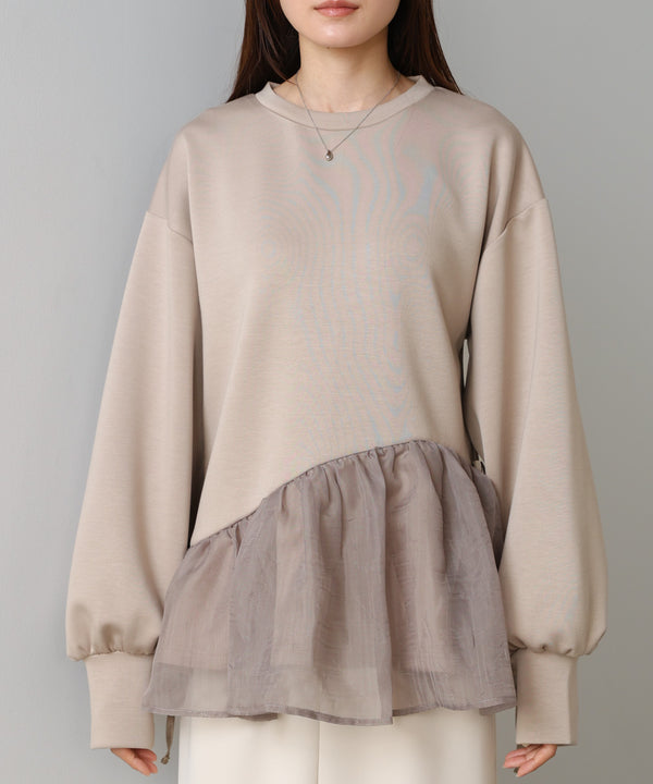 ペプラムオーガンジーポンチトップス