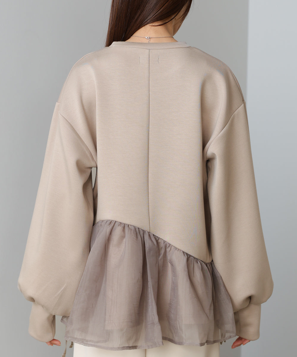 ペプラムオーガンジーポンチトップス
