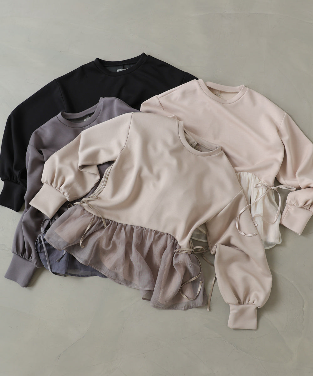 ペプラムオーガンジーポンチトップス