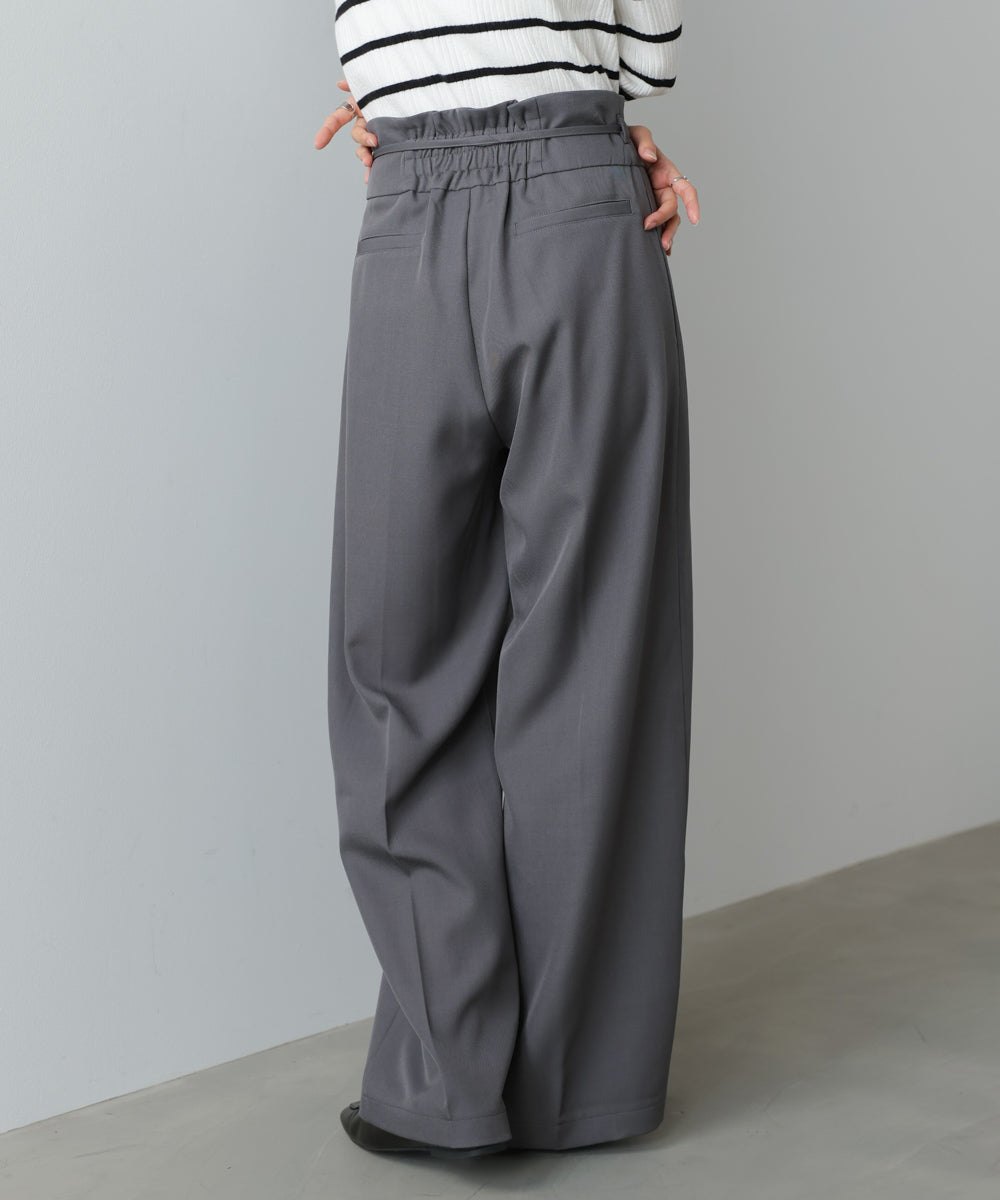 ハイウエストリボン付きストレートパンツ