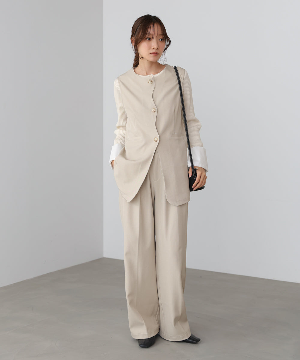 ハイウエストリボン付きストレートパンツ