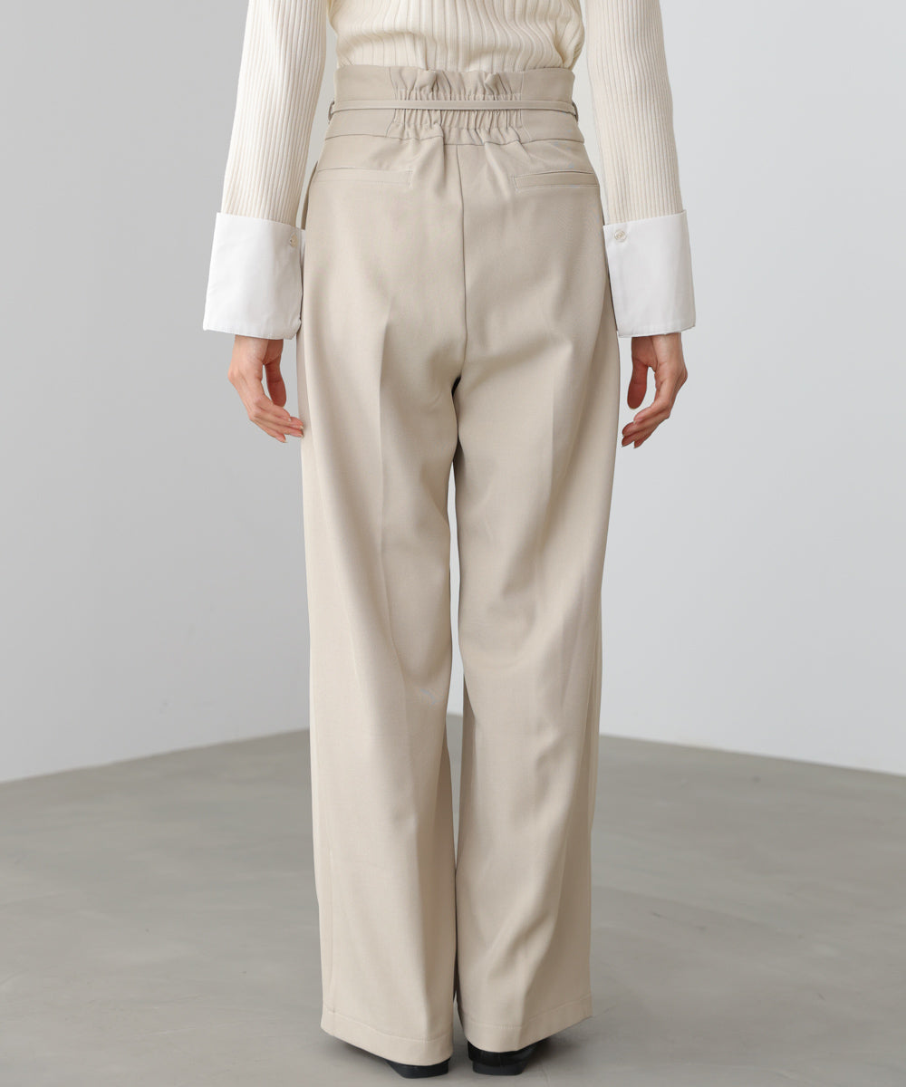 ハイウエストリボン付きストレートパンツ