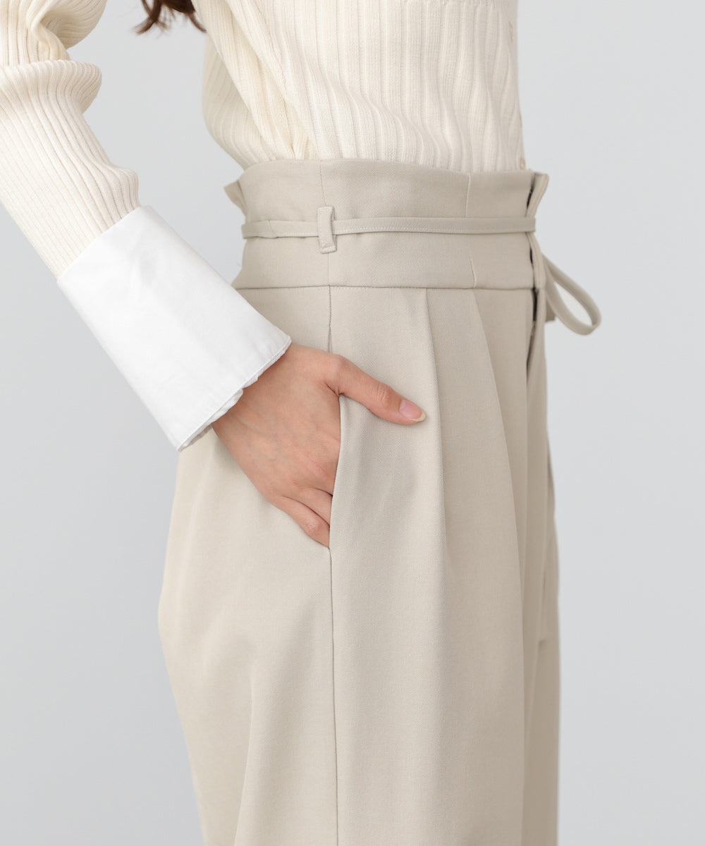 ハイウエストリボン付きストレートパンツ