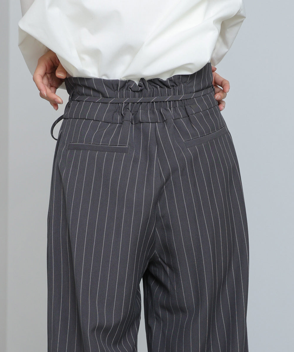 ハイウエストリボン付きストレートパンツ