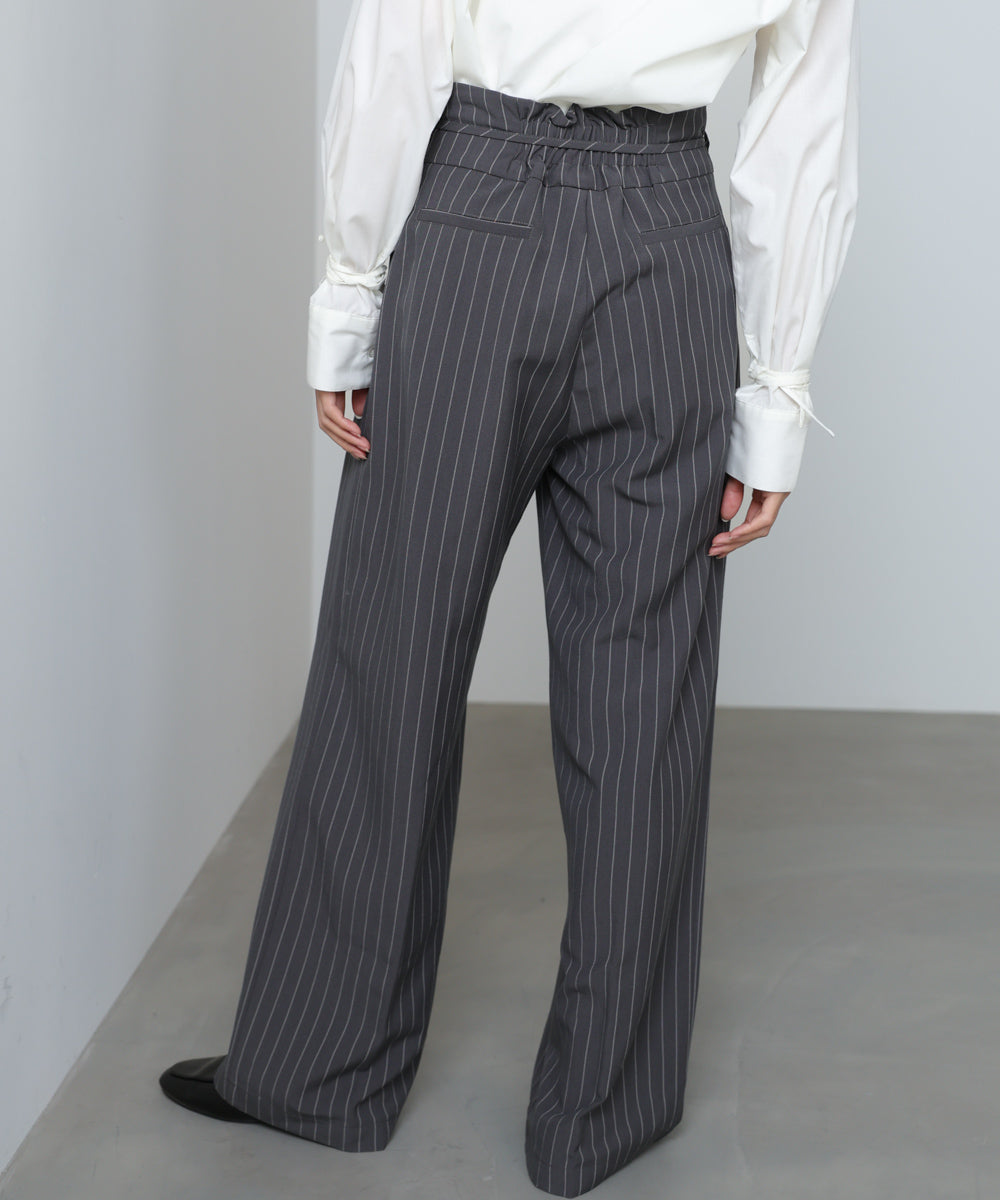 ハイウエストリボン付きストレートパンツ