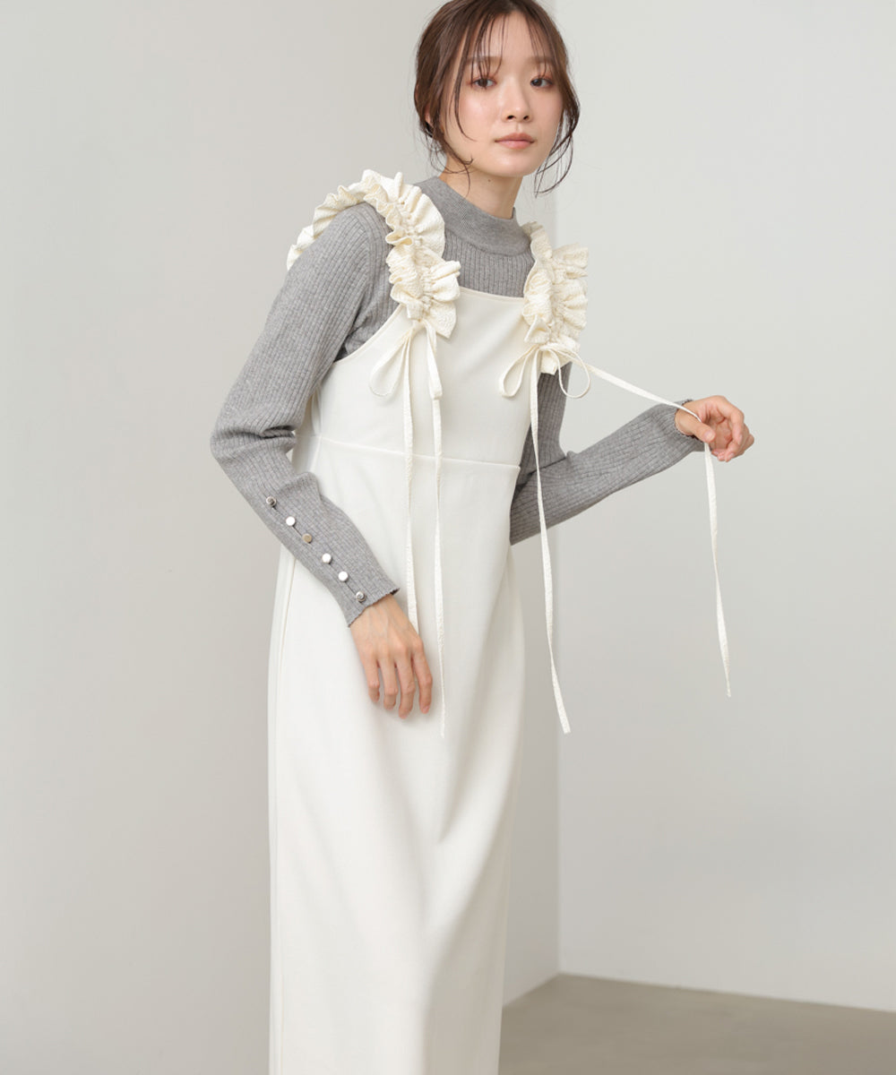 イージージョーゼットショルダーギャザーワンピース