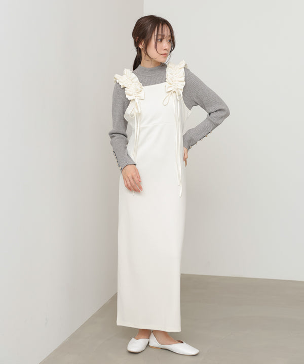 イージージョーゼットショルダーギャザーワンピース